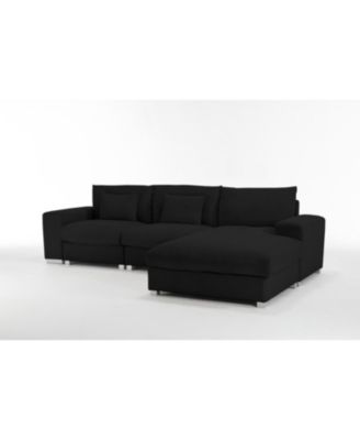 Streamdale Nordic L-shaped Flannel Sofa, Wooden Frame, Minimalist Living Room