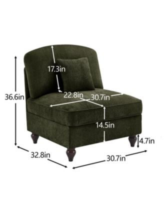  Armless Sofa Chenille W/1 Pillow -Green