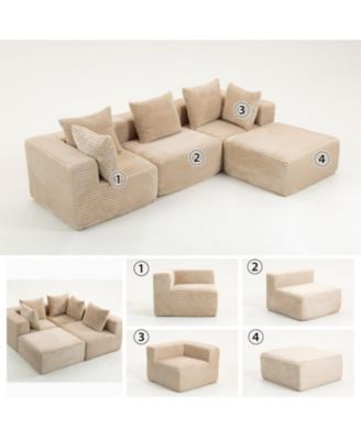  Corduroy Modular Lounge Sofa - No Assembly