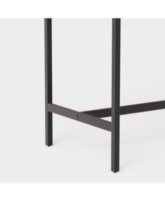 Grey Bar Table Set with 4 Stools, Backrest, 47.24"L