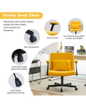 Streamdale  Linen Ergonomic Office Chair with Wheels