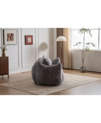 Giant Bean Bag Couch, Ultra Soft Fluffy Loveseat Sofa, Grey