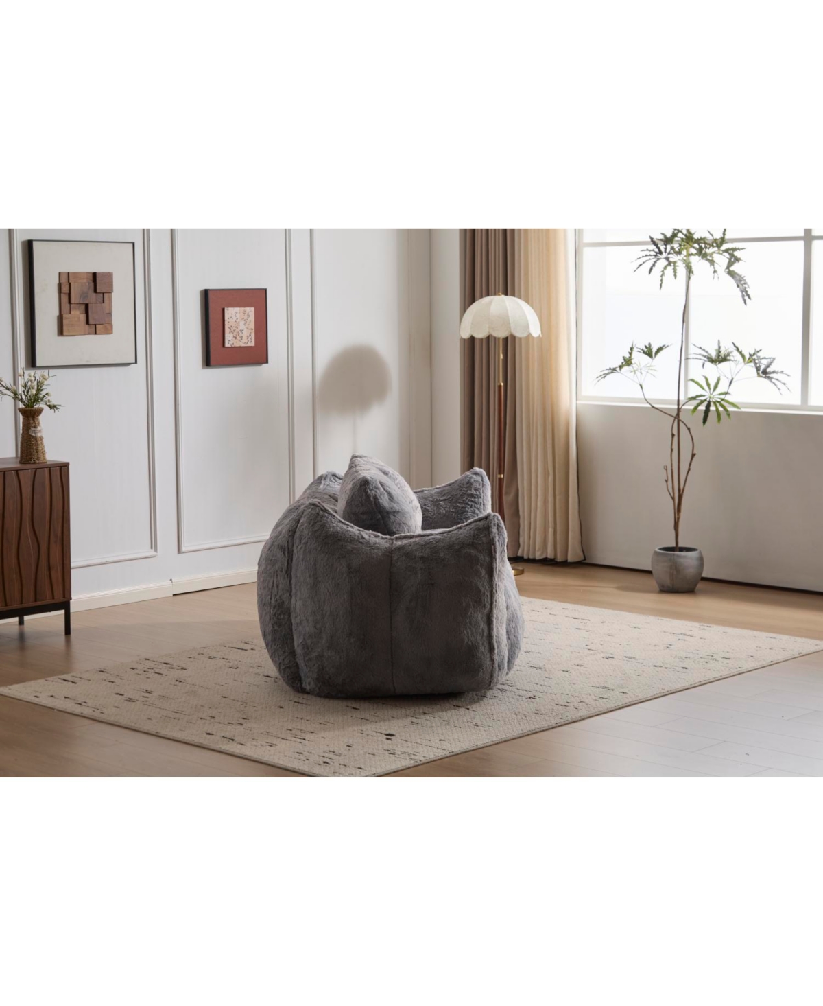 Streamdale Furniture Giant Bean Bag Couch, Ultra Soft Fluffy Loveseat Sofa, Grey