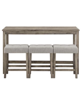 Bar Table & Chairs Set w/ Power Outlet - 4 Piece Dining Set