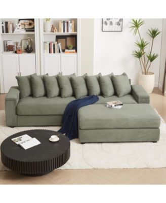 Corduroy L-Shaped Sectional Sofa with Chaise & Storage
