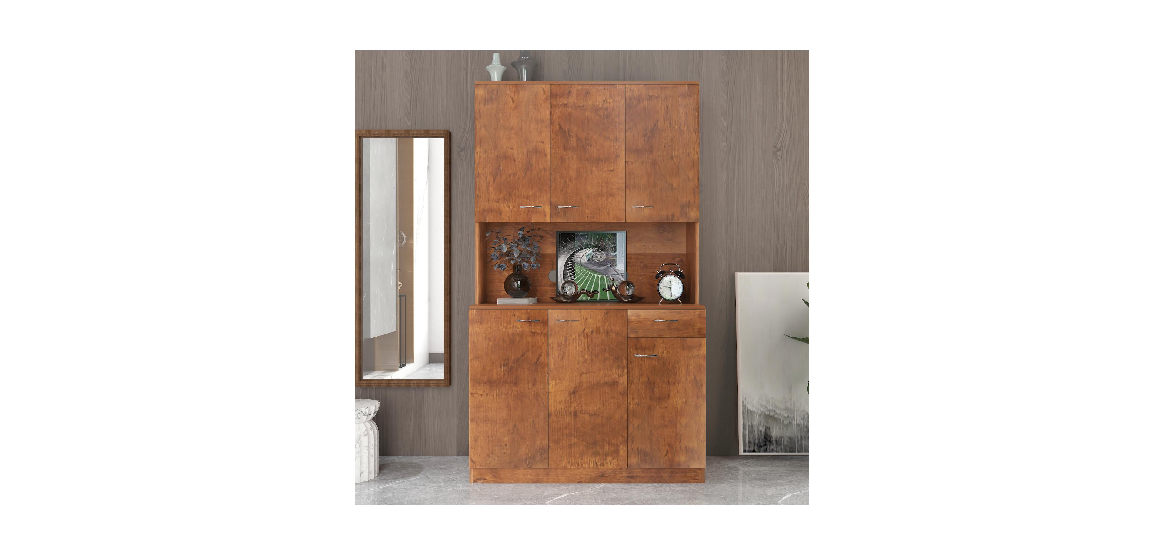 Streamdale Tall Wardrobe and Kitchen Cabinet with 6 Doors, 1 Shelf, 1 Drawer
