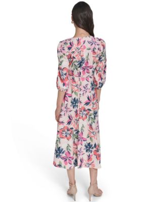 Women's Faux Wrap Midi Dress