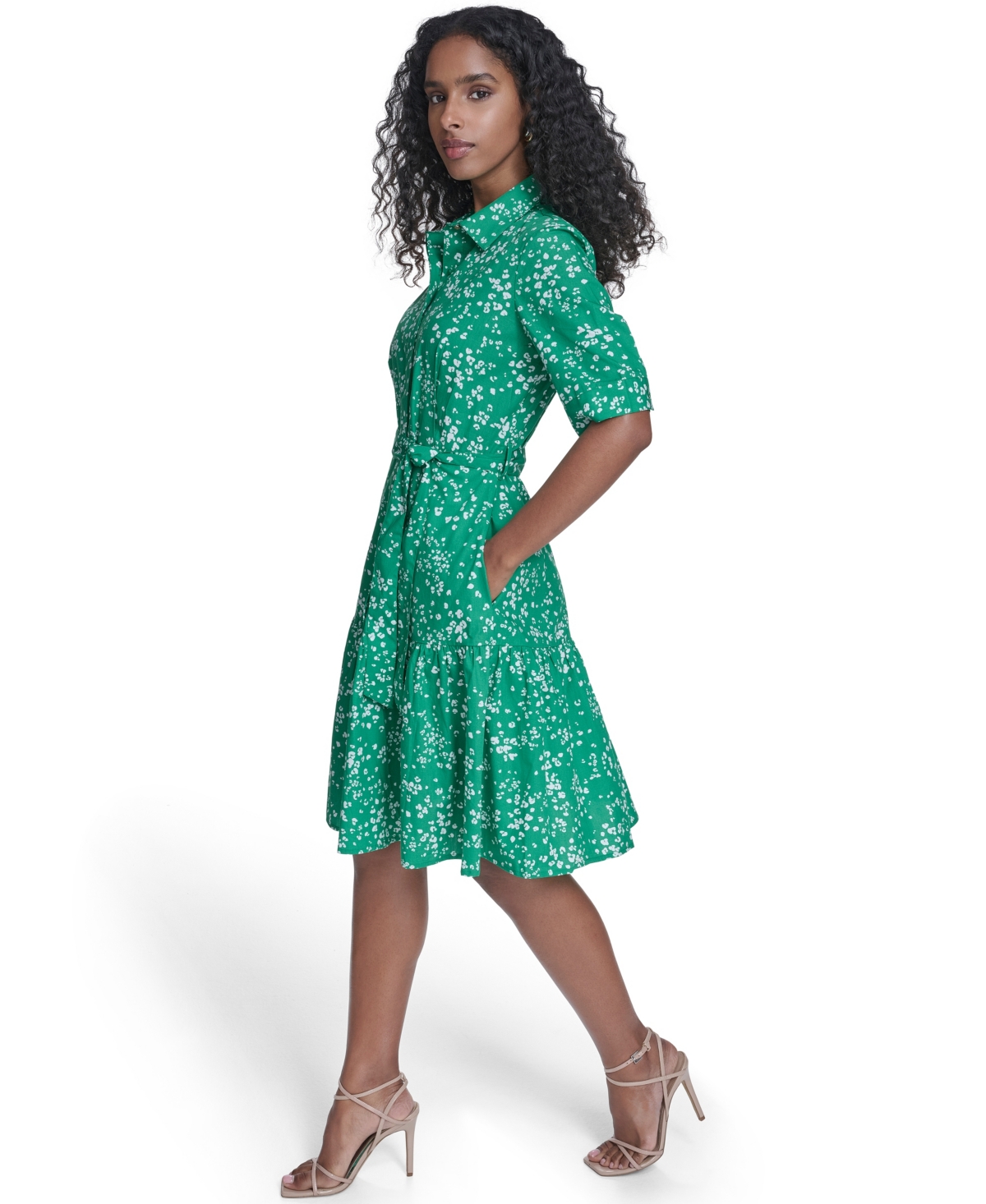 Calvin Klein Women's Short-Sleeve Tiered Shirt Dress