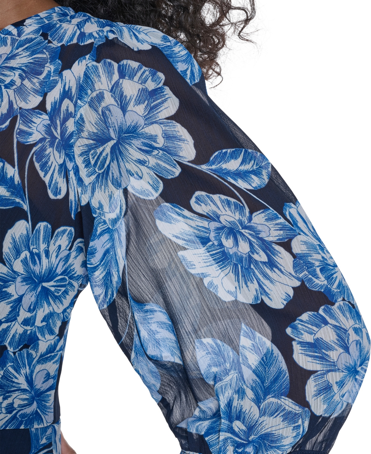 Calvin Klein Women's Balloon-Sleeve Faux Wrap Dress