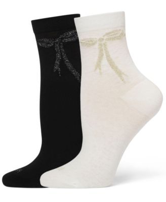 Women's 2-Pack Metallic Bow Socks