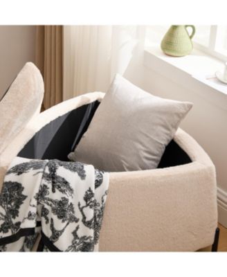 29.9" Wide Storage Ottoman Set with Metal Legs