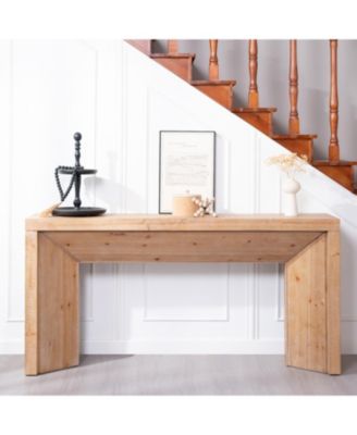 62" Modern Rustic Console Table – Solid-Look Engineered Wood Entryway Table