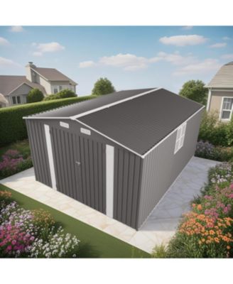 10x14 Metal Storage Shed, Lockable Doors, Window, All-Weather Shelter