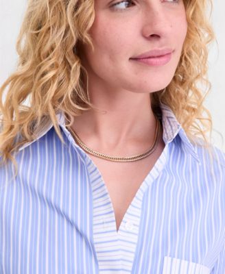 Herringbone Chain Collar Necklace, 18" + 3" extender