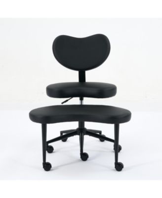 Meditation Chair Plus - Cross Legged, Wheeled, Lumbar Support, Black PU