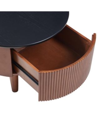 Streamdale Vintage Round Nesting Coffee Table Black & Walnut 31.5"