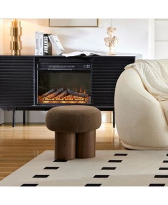 W8017-1 lamb wool seat barrel PVC pipe with walnut veneer Mushroom stool