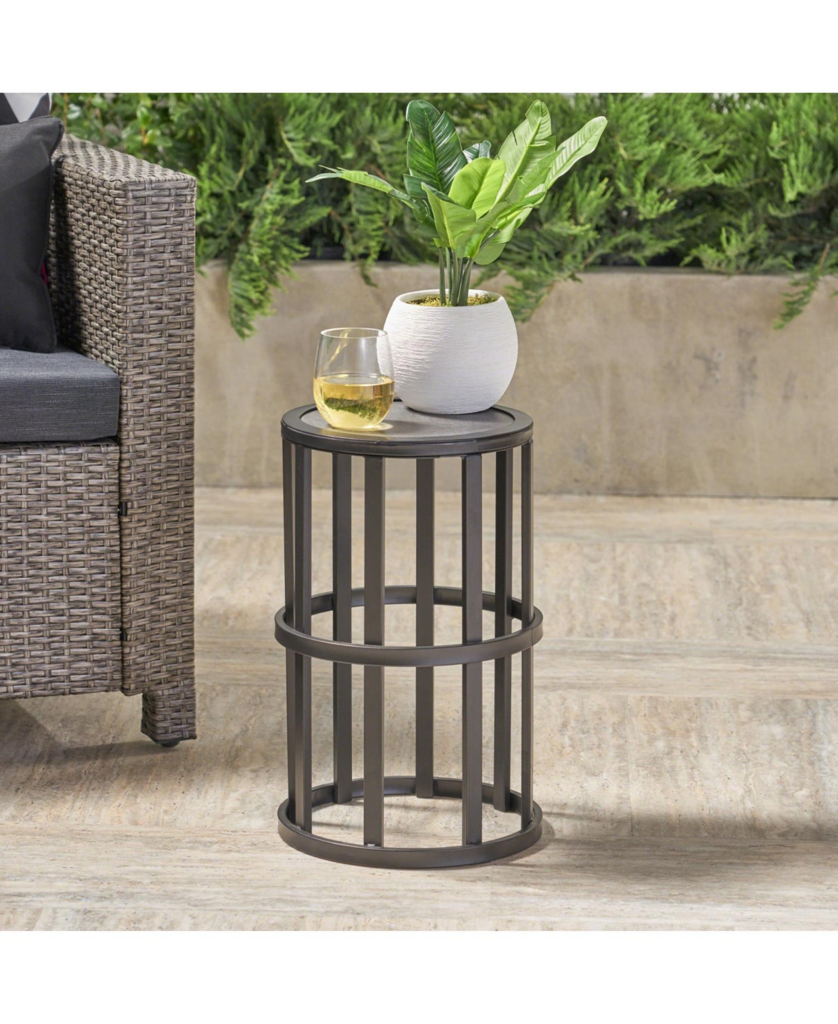 Streamdale Furniture Ceramic Tile Patio Side Table - Powder-Coated Iron Frame