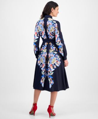 Women's Paisley Button-Down Midi Dress