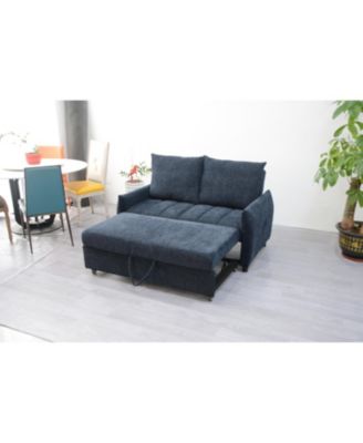 58" Navy Fabric Futon Sofa Bed - Adjustable Backrest