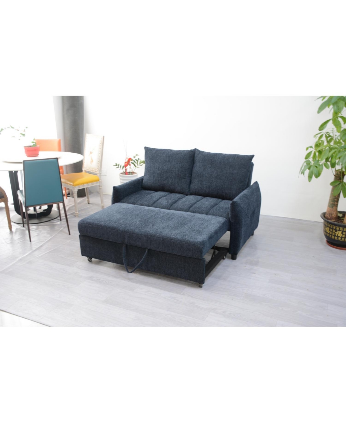 Streamdale Furniture 58" Navy Fabric Futon Sofa Bed - Adjustable Backrest