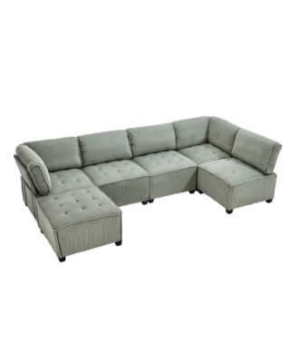 U-Shaped Modular Sectional Sofa with Reversible Chaise