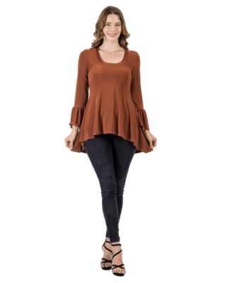 Women's Long Bell Sleeve High Low Tunic Top