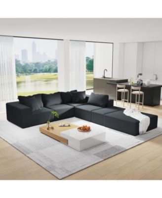  Modern Upholstered Sectional Sofa Couch Set, 132" L-Shaped