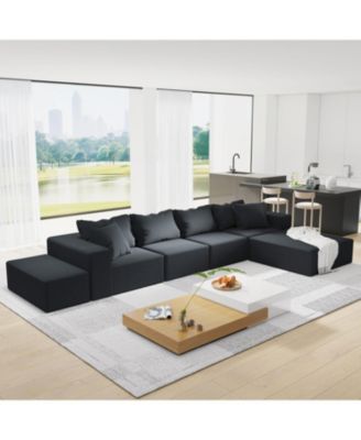  Modern Upholstered Sectional Sofa Couch Set, 132" L-Shaped