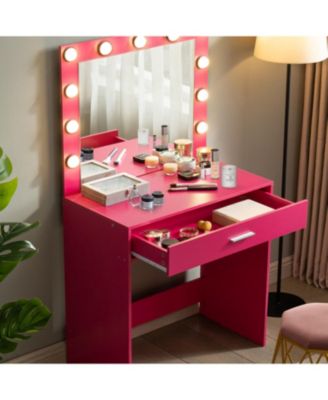 Vanity Desk with Mirror & Drawer, Adjustable Lights