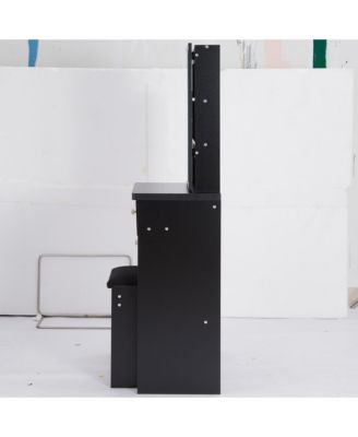  Compact Vanity Set Sliding Mirror, Storage Drawer, Cushioned Stool, EPA/GCC/UL Certified