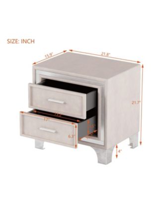 Mid-Century Velvet Nightstand, Pink