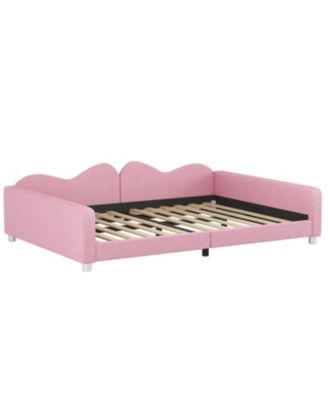 Full size Upholstered Daybed, Sherpa Fabric Sofabed with Cloud-Shaped Backrest, No Box-spring Needed