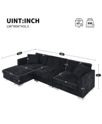 Modern Cloud Sectional Sofa, 4-Seat L-Shaped Couch with Pillows