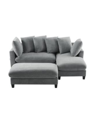 83" Sectional Sofa with Storage Ottoman & Pillows