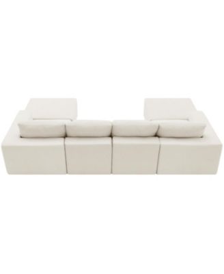 Modular U-Shaped Chenille Sectional Sofa with Ottomans