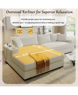 Large Sectional Sofa Thick Cushions Cup Holders & Charging