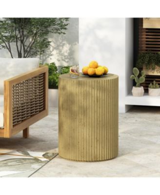 MGO Cylindrical Side Table Wood-like texture Antique brown