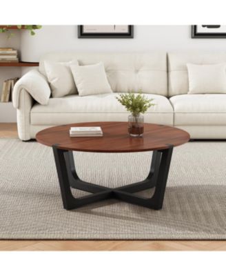Acacia Wood Coffee Table - 44" Round Modern Design