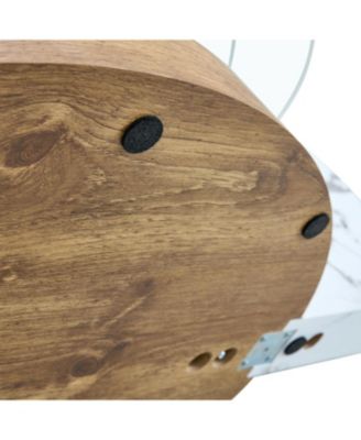 Contemporary White Marble & Wood Coffee Table