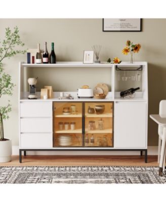 Modern Sideboard 3 Drawers & Glass Door