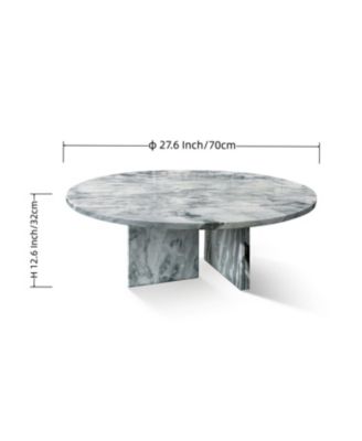 Blue Gray Marble Coffee Table - 27.6 Inch