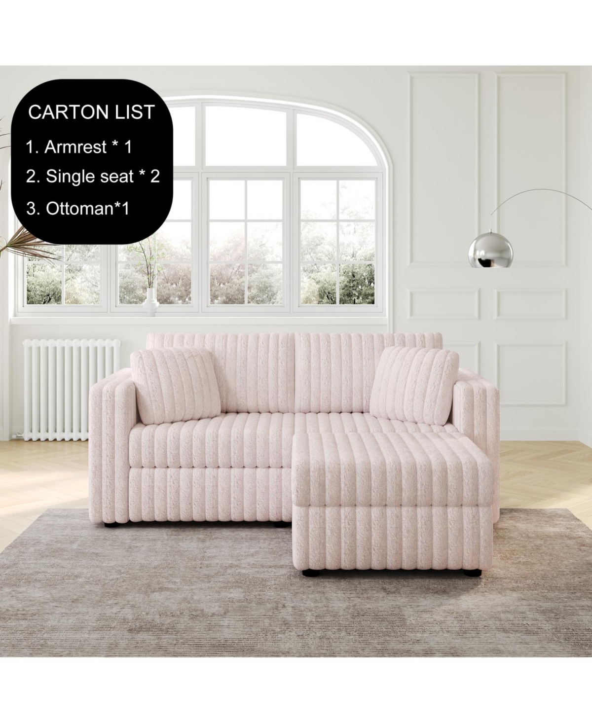 Streamdale Furniture 75.6" Modular Sofa w/ Lift & Ottoman Match