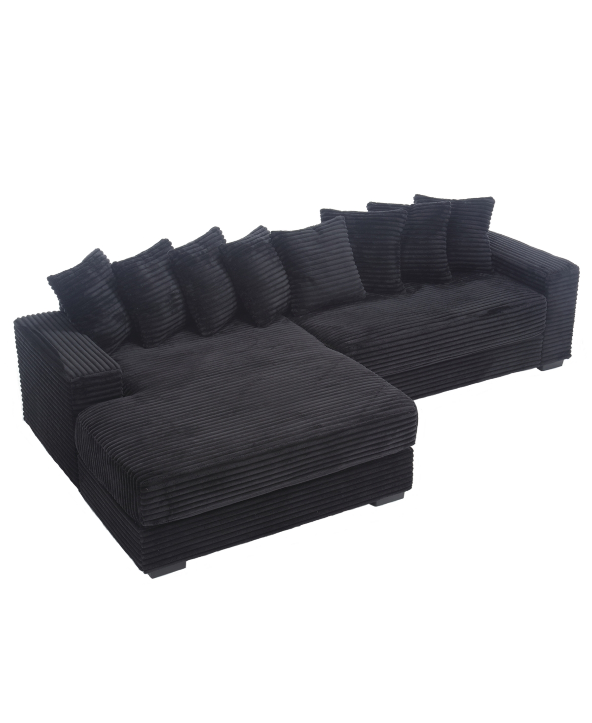 Streamdale Furniture Oversized Corduroy L Shaped Sofa with Chaise & 8 Pillows