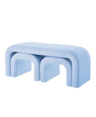 U-Shaped Teddy Ottoman Bench Set of 3