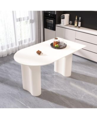 Cream Modern Dining Table & Irregular Side Table