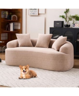 Warm Beige Chenille Loveseat Sofa