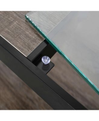 Industrial Glass & Wood Coffee Table