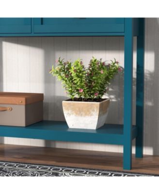 Farmhouse Console Table - 2 Drawer & Shelf - Pagoda Blue