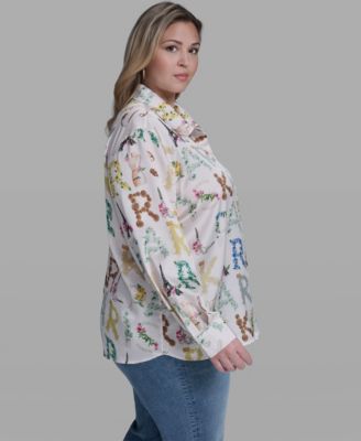 Plus Size Allover Printed Shirt